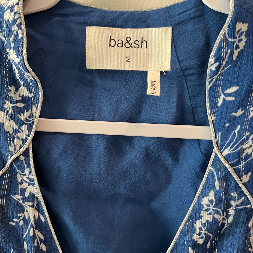 NWOT Ba&sh Folia Wrap Midi Dress - Floral Blue and White - Size 8 sku#27 - Picture 6 of 9
